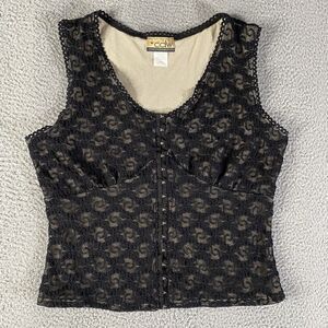 Vintage CDW Top Womens Large Black Hook & Eye Lace Babydoll Y2K Whimsigoth Fairy